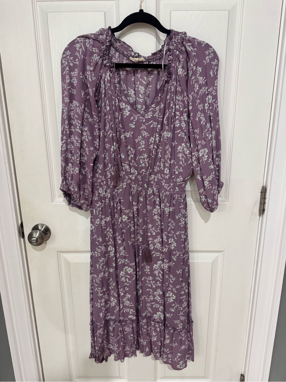 Reborn Mauve Floral Long Sleeve Midi Dress
